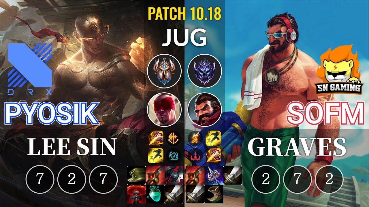 DRX Pyosik Lee Sin vs SN SofM Graves Jungle - KR Patch 10.18