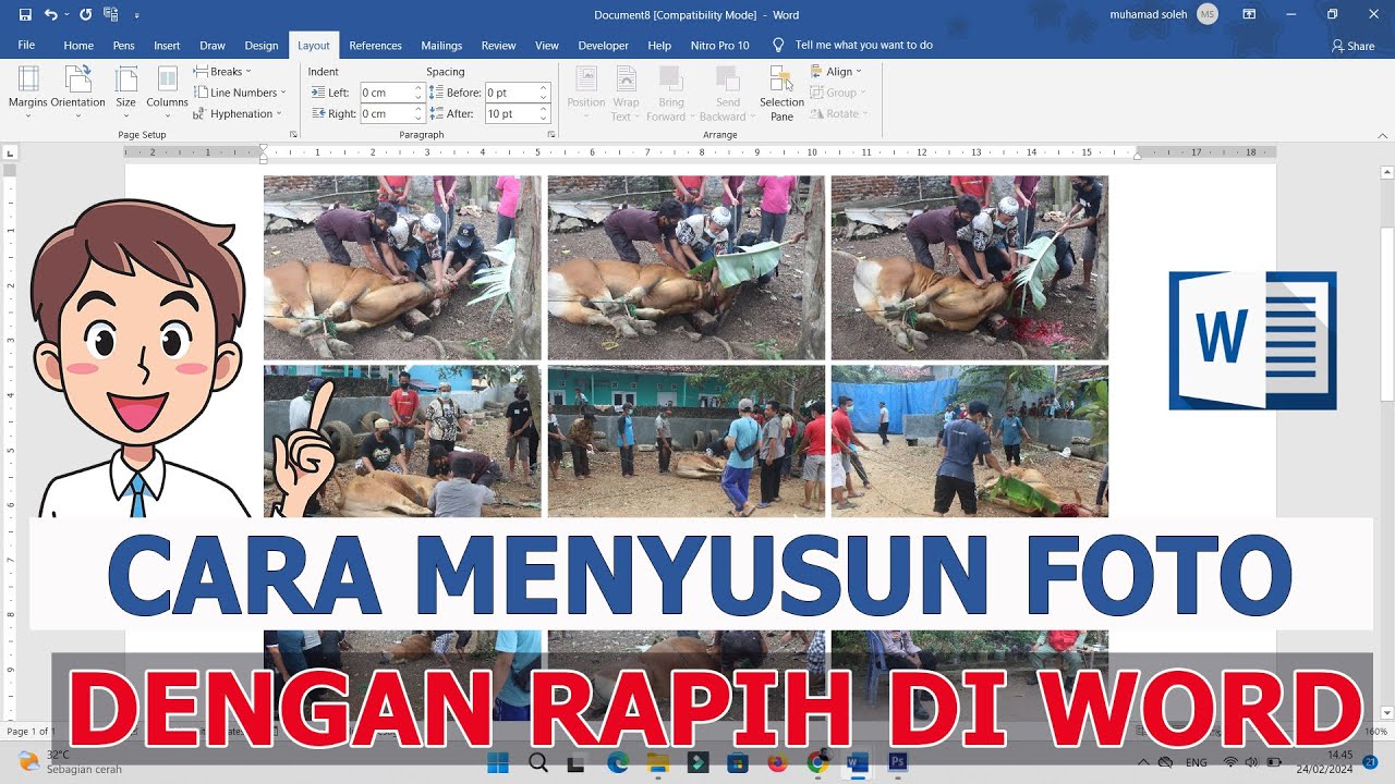 cara cepat menyusun banyak gambar di word - YouTube