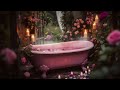 Dream garden romantic rose bath  gentle rain  candlelight  sleep therapy relaxation  10 hours