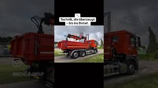 Michels Fahrzeugtechnik: Mercedes-Benz Actros mit Atlas Ladekran, montiert auf Bruns-Kippaufbau.