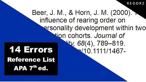 APA Reference Lists - 14 Common Errors [APA 7th edition]