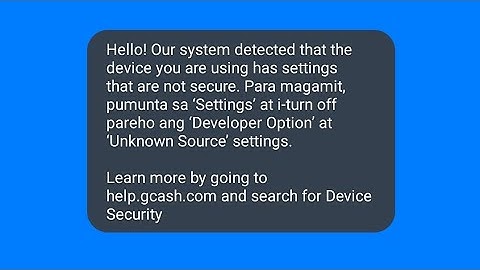 Our system detected that the device you are using has settings that are not secure Developer Option