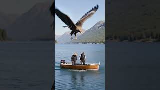 Eagle Drops a Fish Onto the Boat