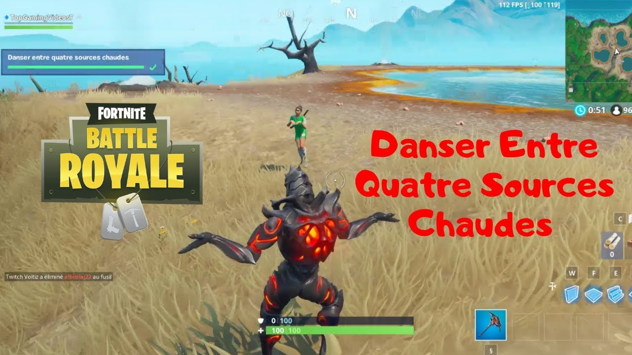 Fotnite Defi Danser Entre Quatre Sources Chaudes Youtube - fortnite fortniteendgame fortnitedefisdelasemaine9