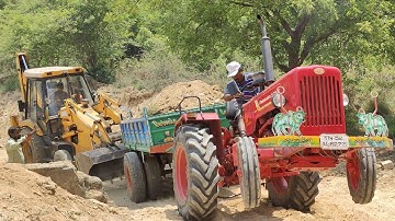 JCB 3DX Backhoe Loader Loading Mud Work By Mahindra Tractor | tractor video | come to village |
