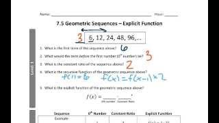 7.5 Geometric Sequences -- Explicit Functions