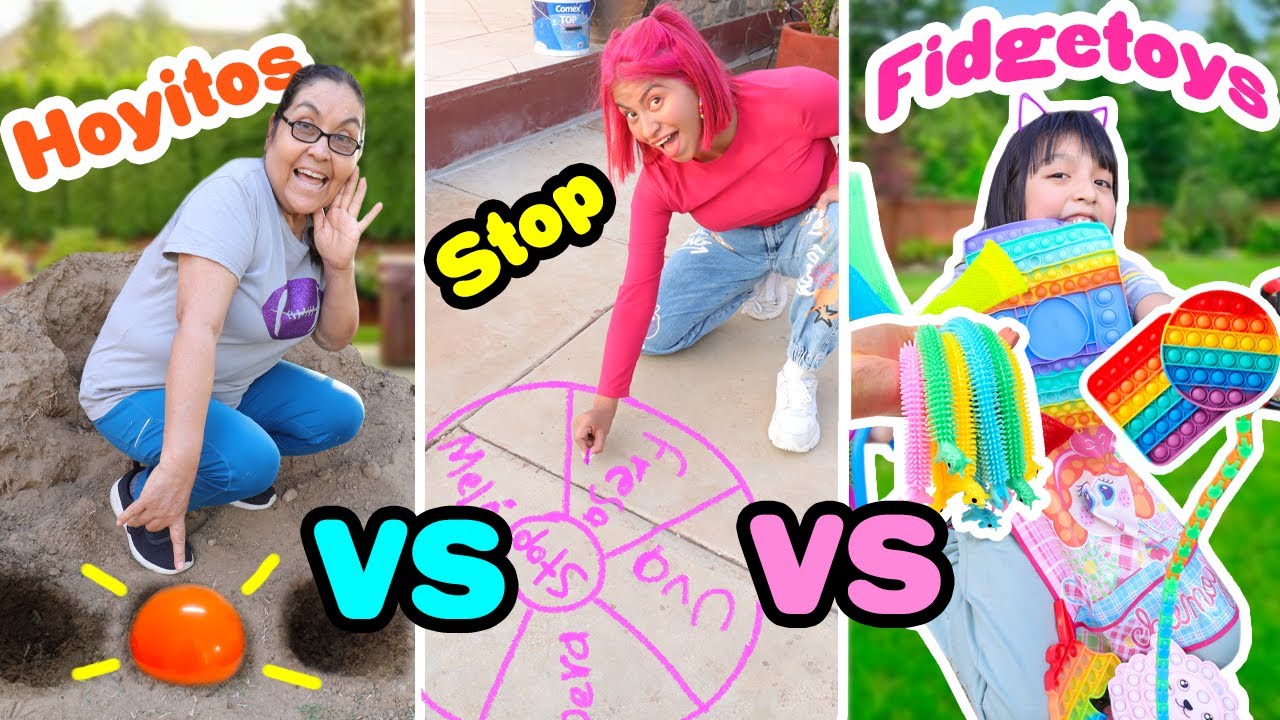🌈 FIDGET TOYS vs STOP⭕️ vs HOYITOS 🏀 JUEGOS de INFANCIA DE MI MAMÁ, ARANZA Y CONNY MERLIN 🍭