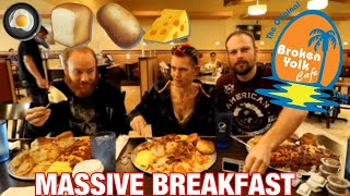 BROKEN YOLK \/ IRON MAN CHALLENGE  | HUGE BREAKFAST OUT OF FLORIDA | MOM VS FOOD