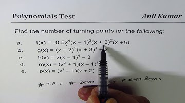 How to find number of turning points of polynomial using Formula from equations with 5 examples