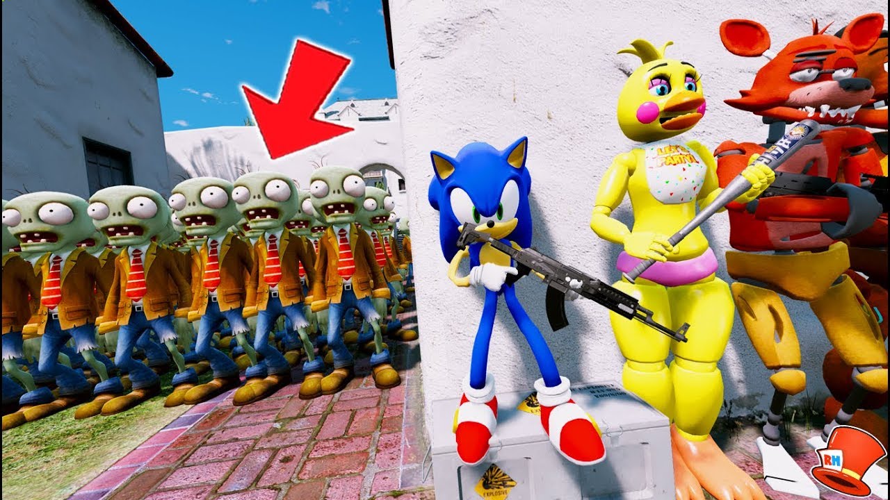 ANIMATRONICS & SONIC THE HEDGEHOG vs ZOMBIE ARMY! PLANTS vs ZOMBIES (GTA 5 Mods FNAF Kids RedHatter) sonic the hedgehog movie poster