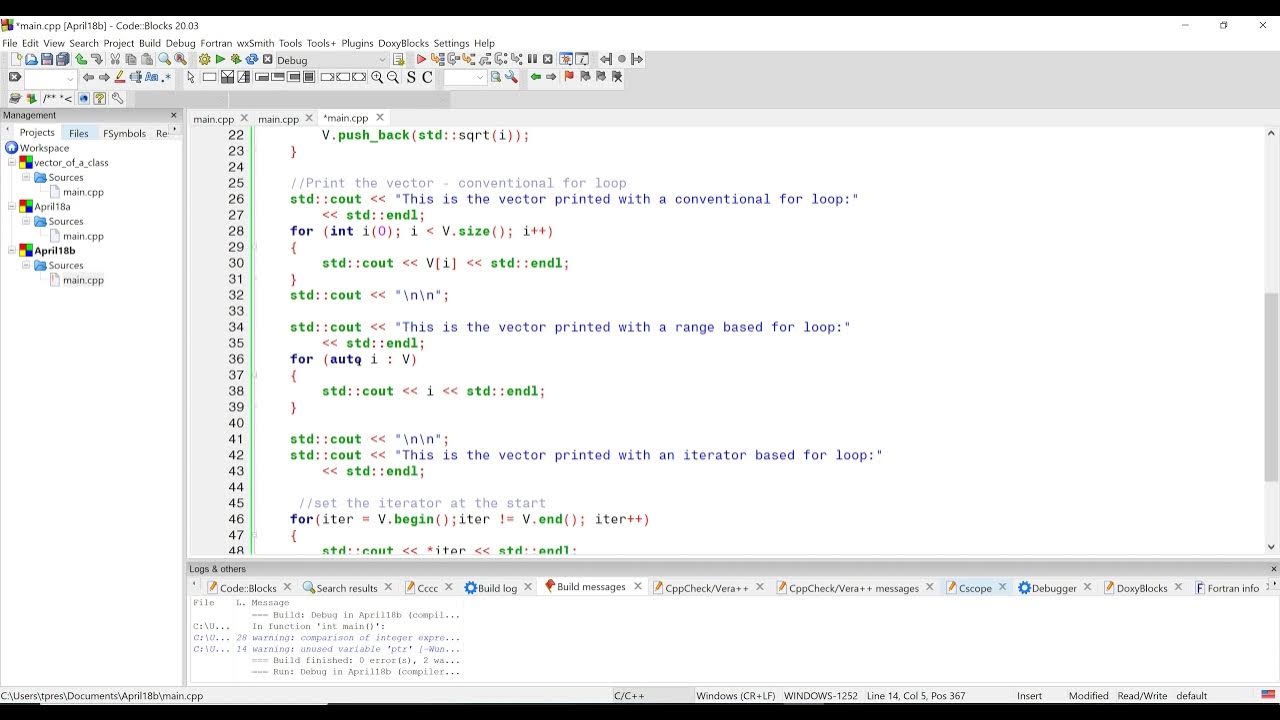 Using Iterators with Vectors, For Loops - Index, Range, and Iterator ...