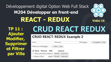 React JS Darija V15 - CRUD REACT REDUX et Filtrer les utilisateurs par ville