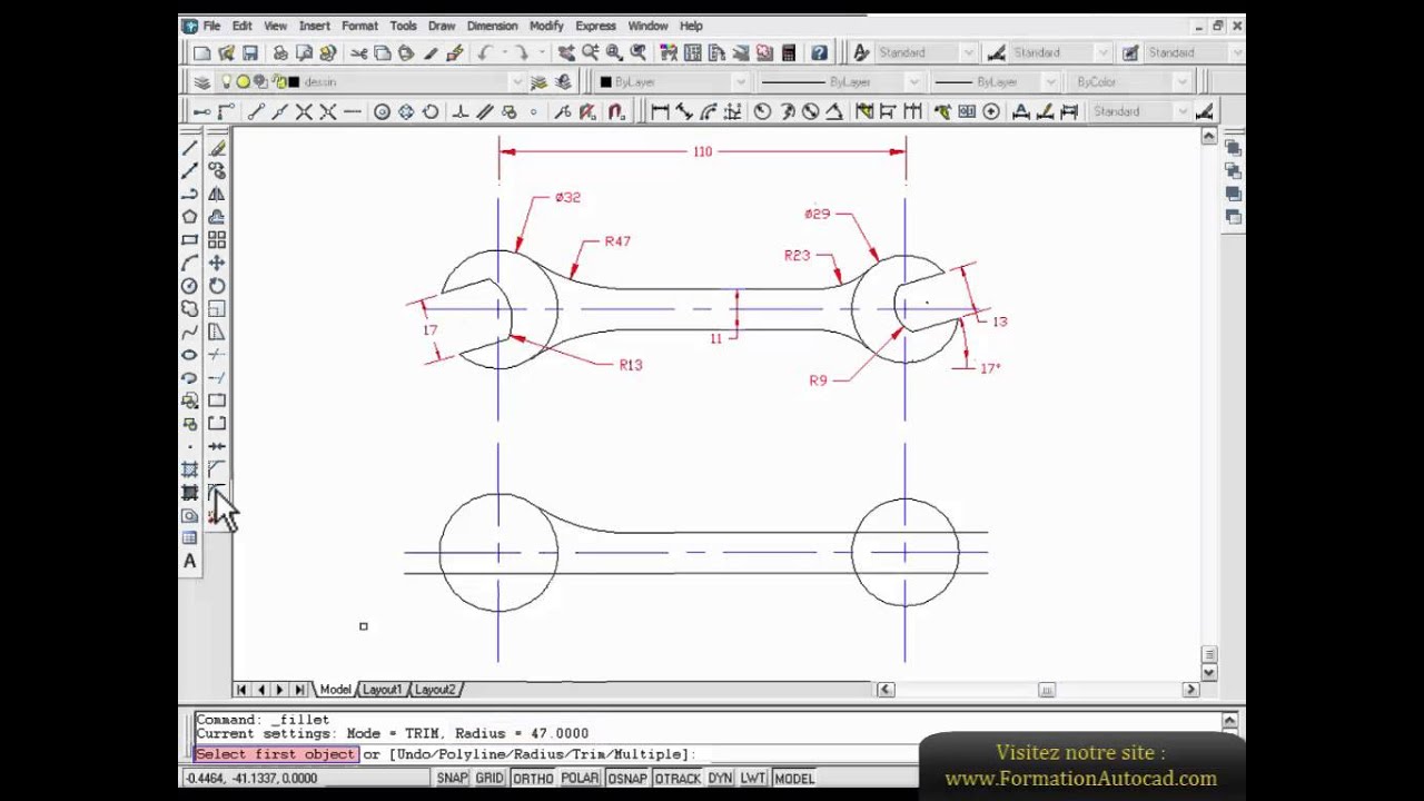  Dessin  piece m canique autocad  formation d butant YouTube