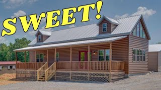 This modular log cabin takes it to ANOTHER LEVEL! Upstairs with loft, bed, and bath! House Tour screenshot 5