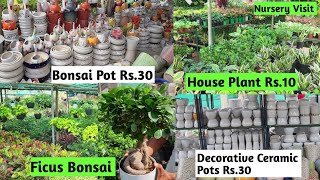 Unique House Plants \& Bonsai Tour | Ceramic Pots Rs.30 | Nursery Tour