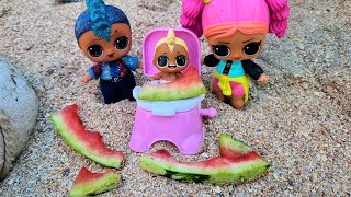 I ATE THE WHOLE WATERMELON ON THE POT AND WANTED TO🤣🍉 Family Vicky Punks at sea dolls LOL cartoons