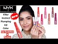 New! NYX FILLER INSTINCT PLUMPING LIP COLOR LIP SWATCHES &amp; REVIEW|Nyx Cosmetics|Drugstore Makeup2020