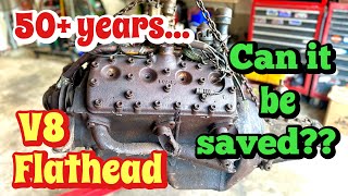 FREE V8 Flathead  Tearing it down!! Is it worth saving? Trash or treasure?