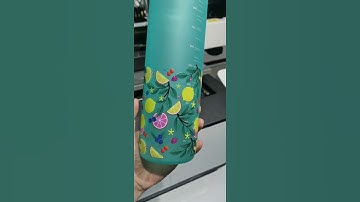 Blue water bottle printing with 3d embossing effect by uv flatbed printer.