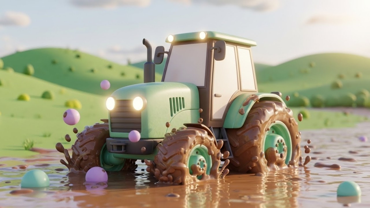 забавный трактор, застрявший в пузырчатой грязи 🚜🫧🤭 | мультфильм для детей и весёлые приключения