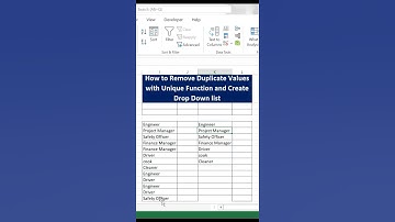 How to Remove Duplicate Values with Unique Function and Create Drop Down list