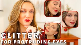 GLITTER SHADOW ON PROTRUDING EYES, tips and tricks to look GOOD!!