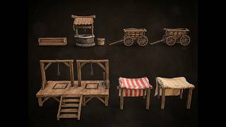 Stylized Medieval Village & Execution Props Asset Pack | 3D Models Showcase (Unity, Unreal, Blender)