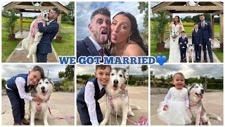 WE GOT MARRIED!!💙. OUR HUSKY WAS OUR RING BEARER!!😭.