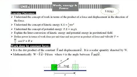 MDCAT Physics Lecture Chapter# 3 Topics: Work, Energy and Power