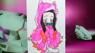 رسم نيزوكو من انمي قاتل الشياطين رسم كيوت