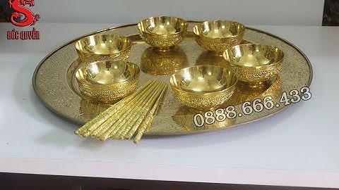 Bộ Mâm Bát Đũa Bằng Đồng - Mâm Đồng Chạm Tứ Linh