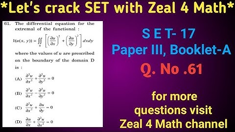 Mh SET-17 Mathematical science, Extremal of functional using  Euler-Ostrogradsky equation