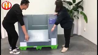Plastic gaylord container, collapsible pallet containers, plastic sleeve boxes