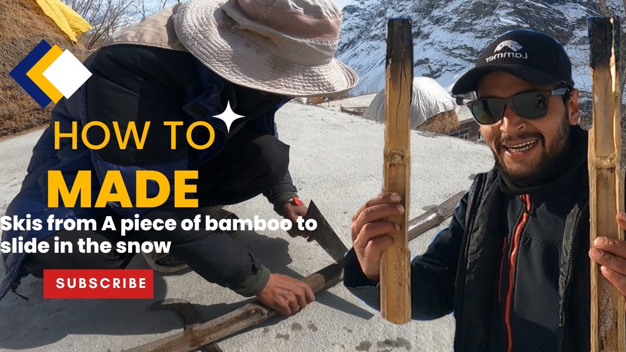 Making Skis How to make skis from a piece of bamboo to slide in the snow | बांस से ...