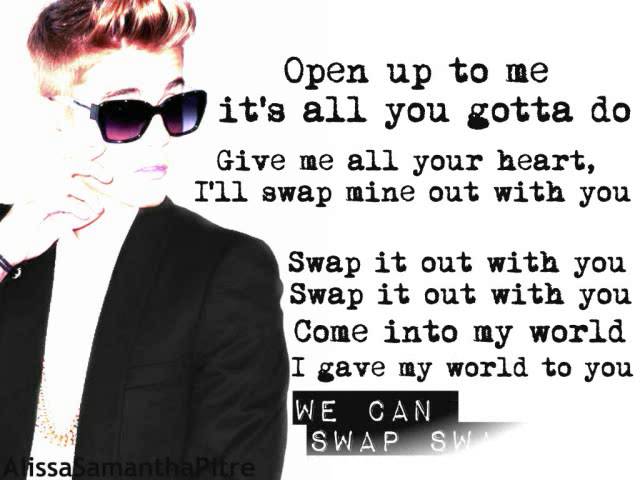 Swap It Out - Justin Bieber - Lyrics On Screen class=