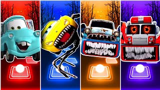 Mater Tokyo vs Spider Lighting McQueen vs Old Car Eater vs Fire Truck Eater | Tiles Hop