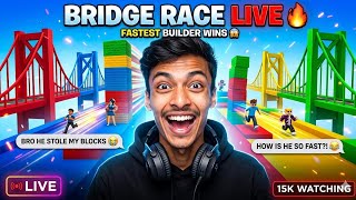 BRIDGE RACE LIVE 😂 FASTEST BUILDER WINS! screenshot 1