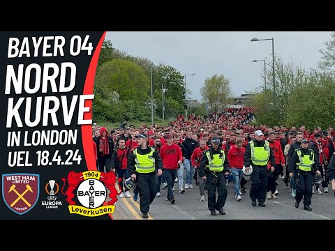 NORD⚫️🔴KURVE BAYER 04 LEVERKUSEN FANS IN LONDON vs WEST HAM 18.04.24 QUARTER-FINAL UEL #ultras