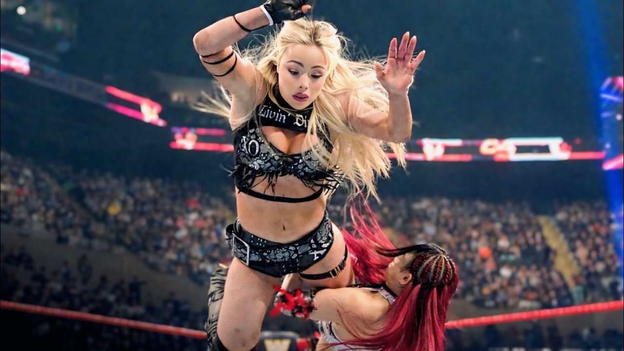 Iya Sky vs Liv Morgan and Stephanie #wwe #wrestlingfuture #livforever#livmorgan #wrestling 