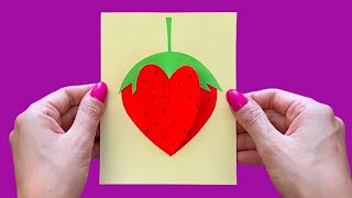 Cute Paper Strawberry - Easy Crafts for Kids #papercrafts #homedecor