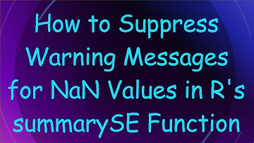 How to Suppress Warning Messages for NaN Values in R