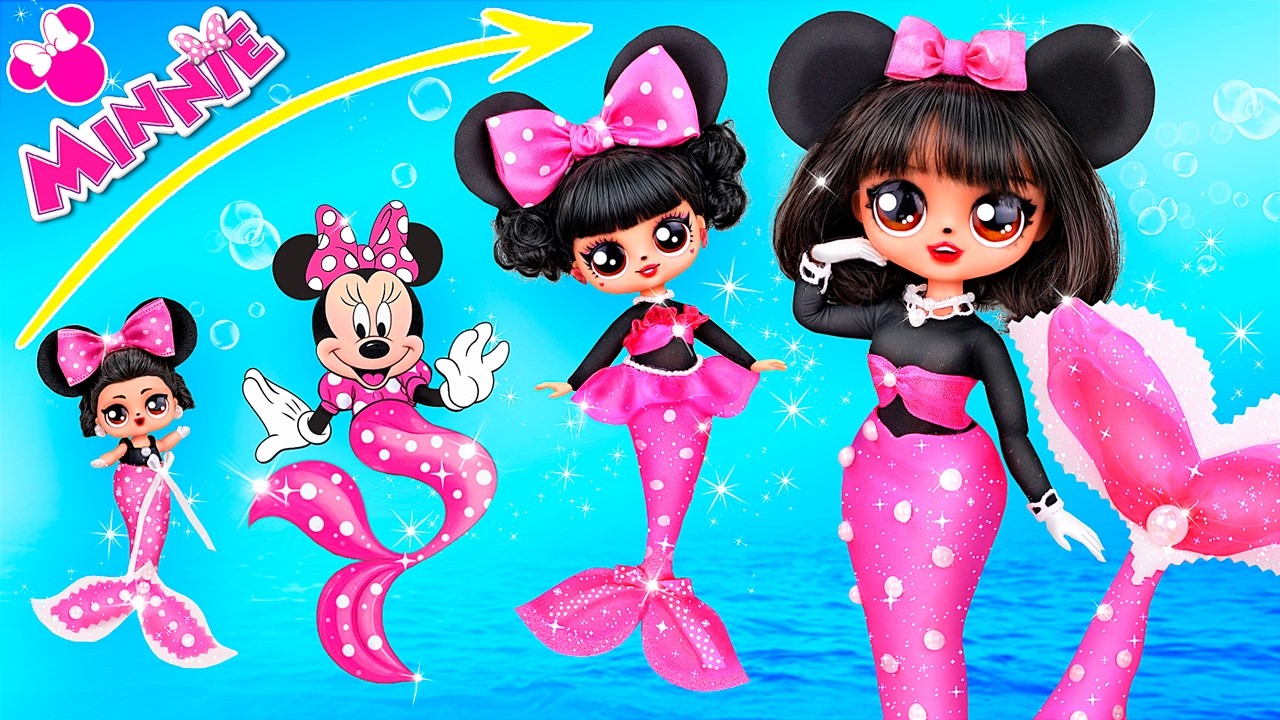 Минни Маус русалка растёт! Поделки для кукол ЛОЛ