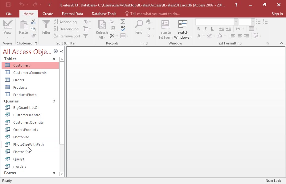 Export the PhotoSizeWithPath query as text file, in tab delimited export format. Do not include...