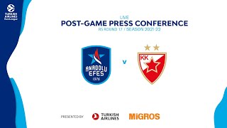 Anadolu Efes - Kızılyıldız mts #EuroLeague 2021-2022 RS R17 Press Conference