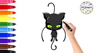 How To Draw Miraculous Ladybug Kwami Plagg Sketch Easy Cartoon & Coloring Step By Step Drawing