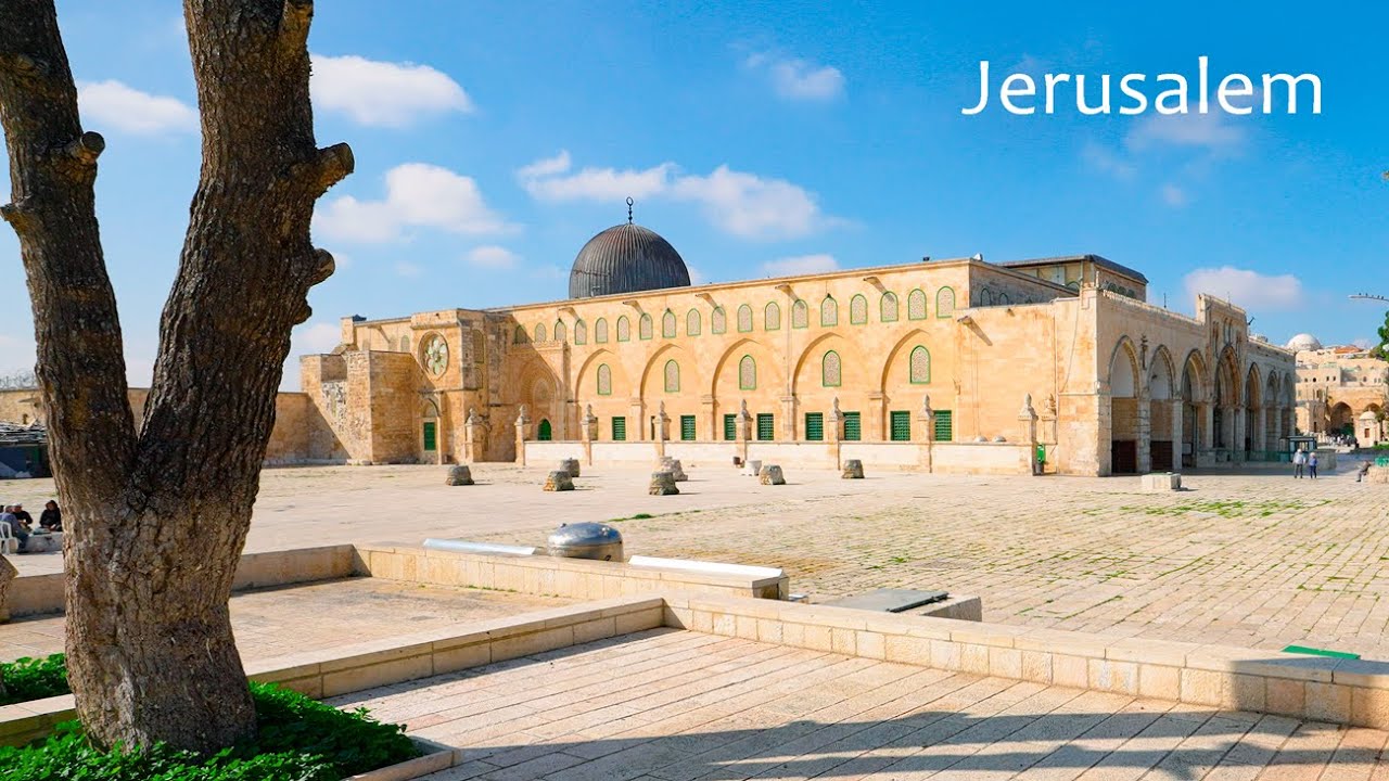 Mosque Al Aqsa aujourdhui Aperu dtaill du Mont du Temple Jrusalem paisible