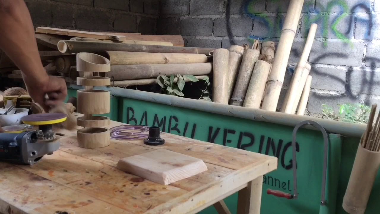 Cara Membuat Lampu  Hias  Meja dari  Akar  Kayu  dan Bambu 