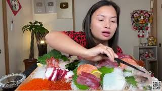 Ngon quá xá mâm Sashimi tươi sống chấm wasabi cay xè