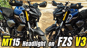 MT15 headlight on FZS V3 modification - fzs v3 modified headlight and headlight test