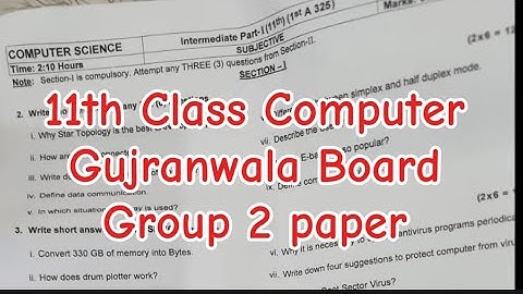 1st year Computer Gujranwala group 2 paper 11th Class computer Paper group 2 11th computer 2nd time